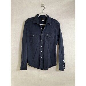 Wrangler Women’s Long Sleeve Western Pearl Snap Thick Stitch Shirt Blue  Sz Med